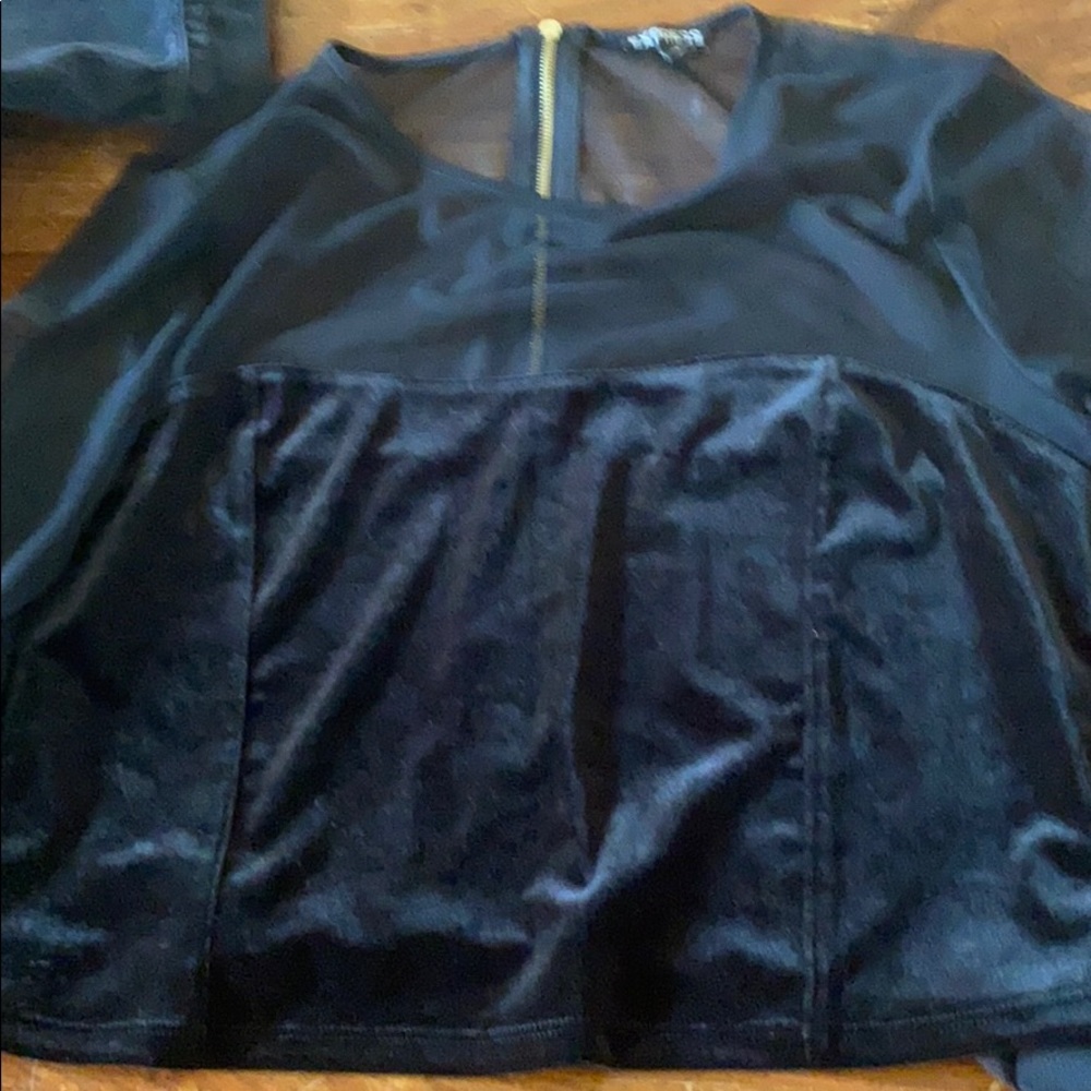 Express velvet mesh crop top